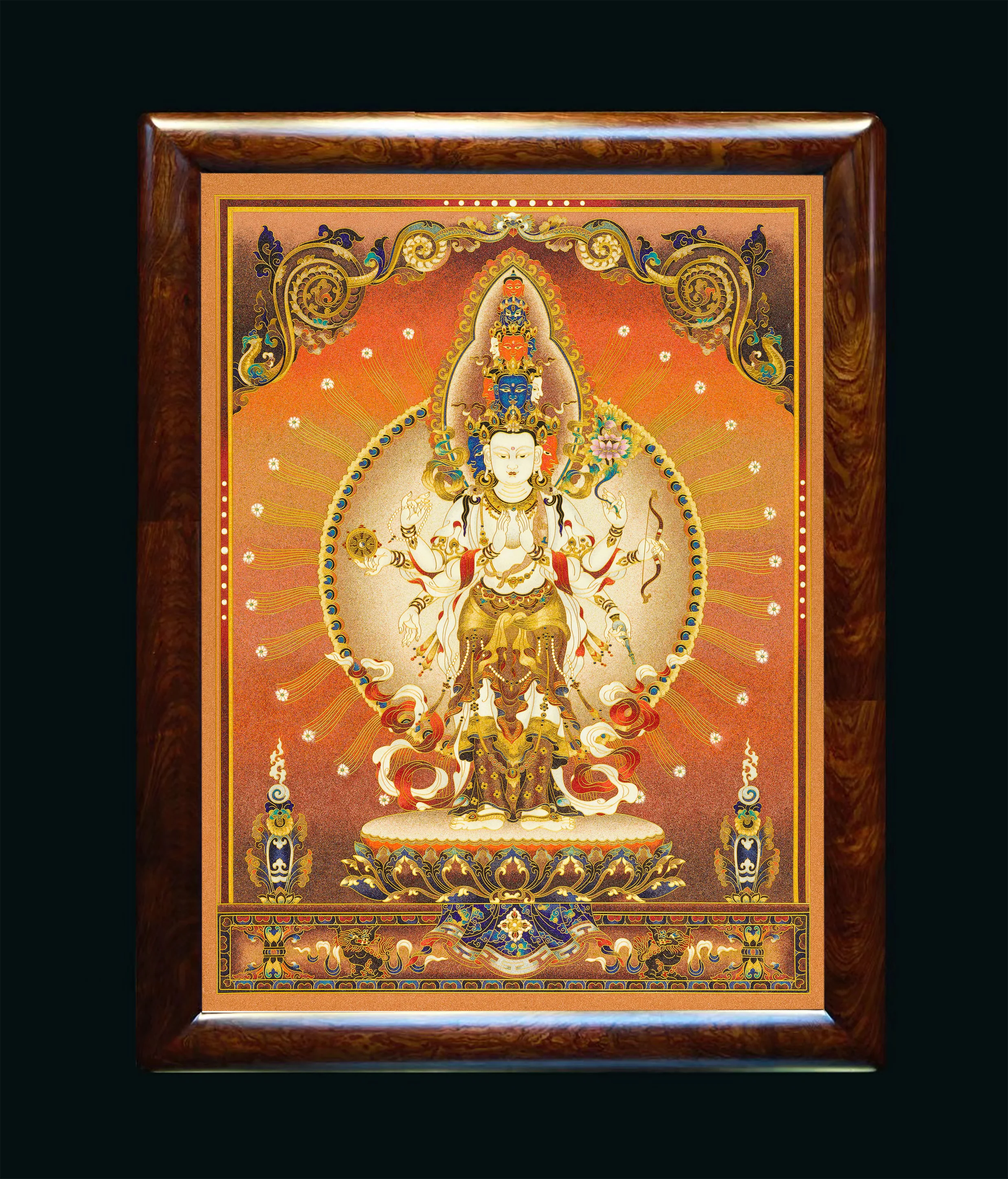 十一面观音· 掐丝珐琅Bodhisattva唐卡| LingHua Cloisonné Thangka